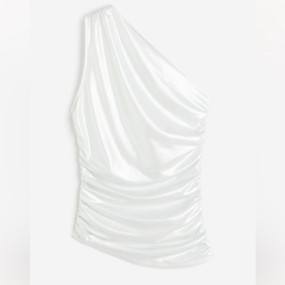 H&M One-Shoulder Ruched Shimmer Top